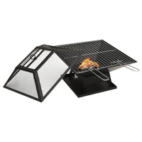 Thumbnail for 2in1 Feuerschale und Grill mit Schürhaken 46,5x46,5x37 cm Stahl