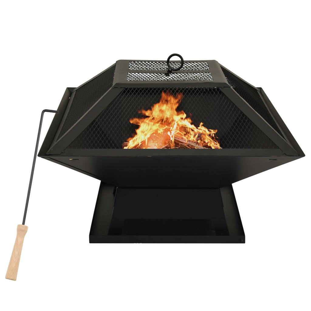 2in1 Feuerschale und Grill mit Schürhaken 46,5x46,5x37 cm Stahl