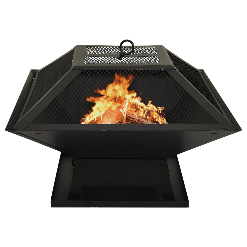 2in1 Feuerschale und Grill mit Schürhaken 46,5x46,5x37 cm Stahl