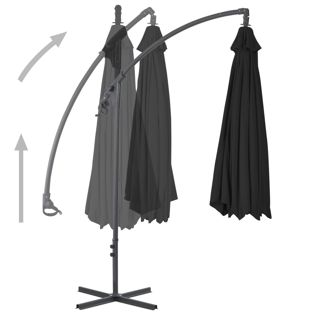 Ampelschirm mit Stahlmast 300 cm Schwarz
