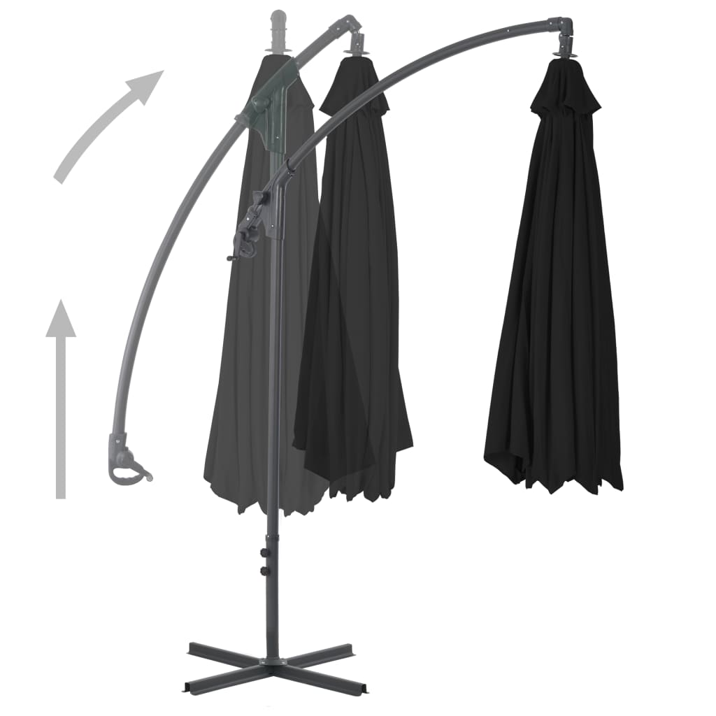 Ampelschirm mit Stahlmast 250x250 cm Schwarz