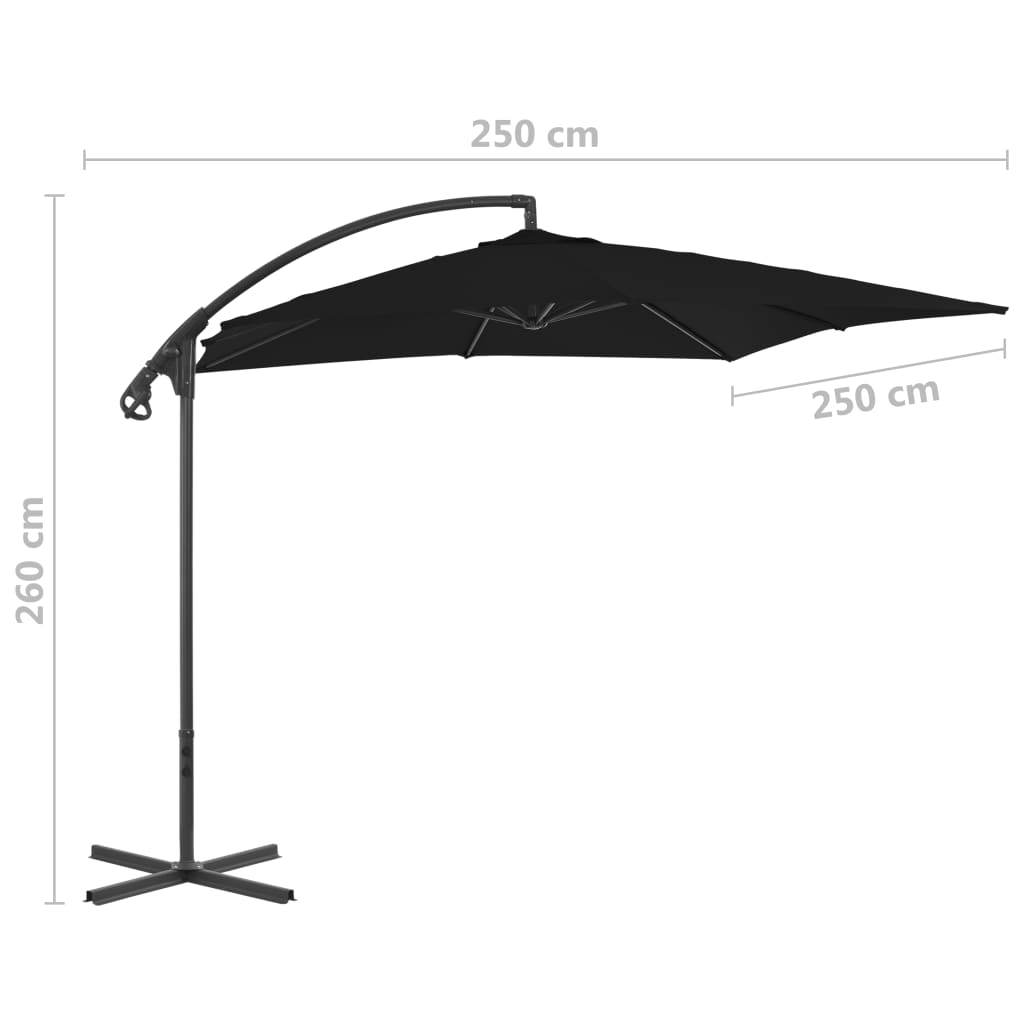 Ampelschirm mit Stahlmast 250x250 cm Schwarz