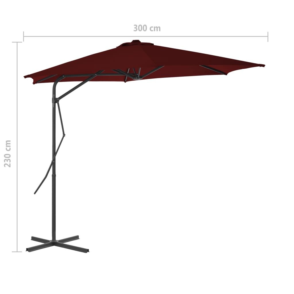 Sonnenschirm mit Stahlmast Bordeauxrot 300x230 cm