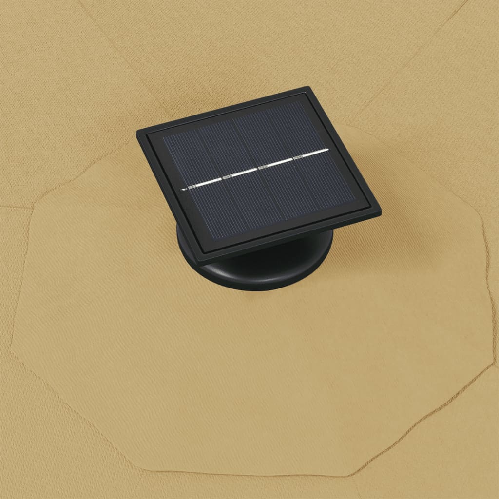 Sonnenschirm Wandmontage mit LEDs und Metallmast 300 cm Taupe