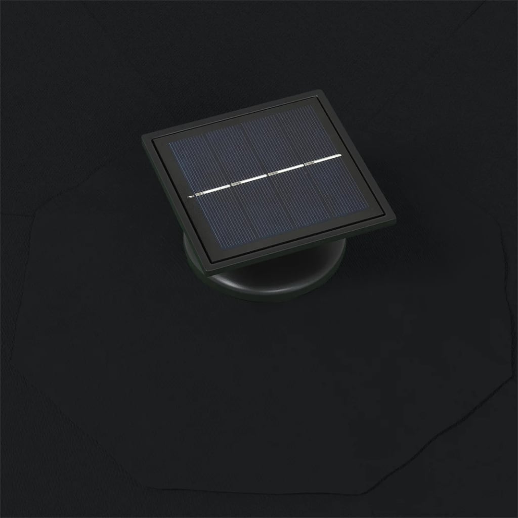 Sonnenschirm Wandmontage mit LEDs und Metallmast 300 cm Schwarz