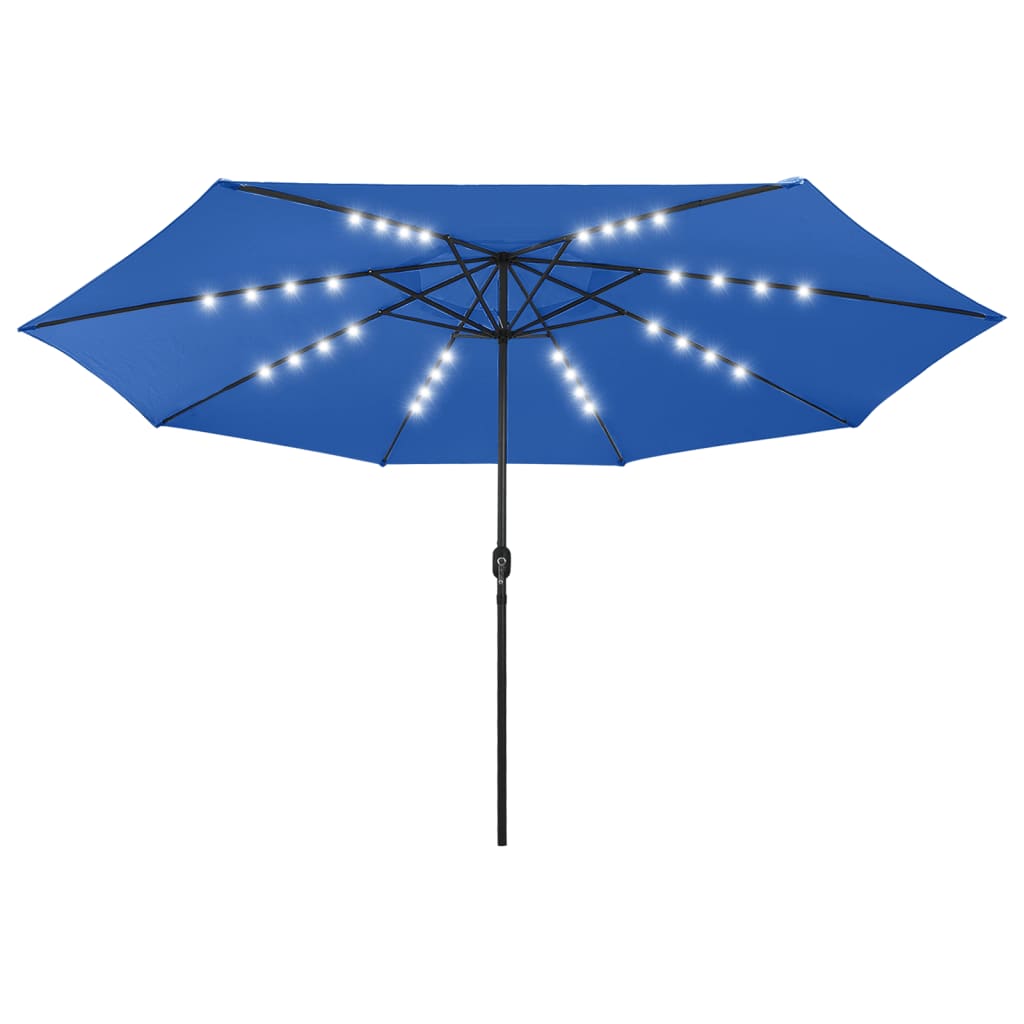 Sonnenschirm mit LED-Leuchten und Metallmast 400 cm Azurblau