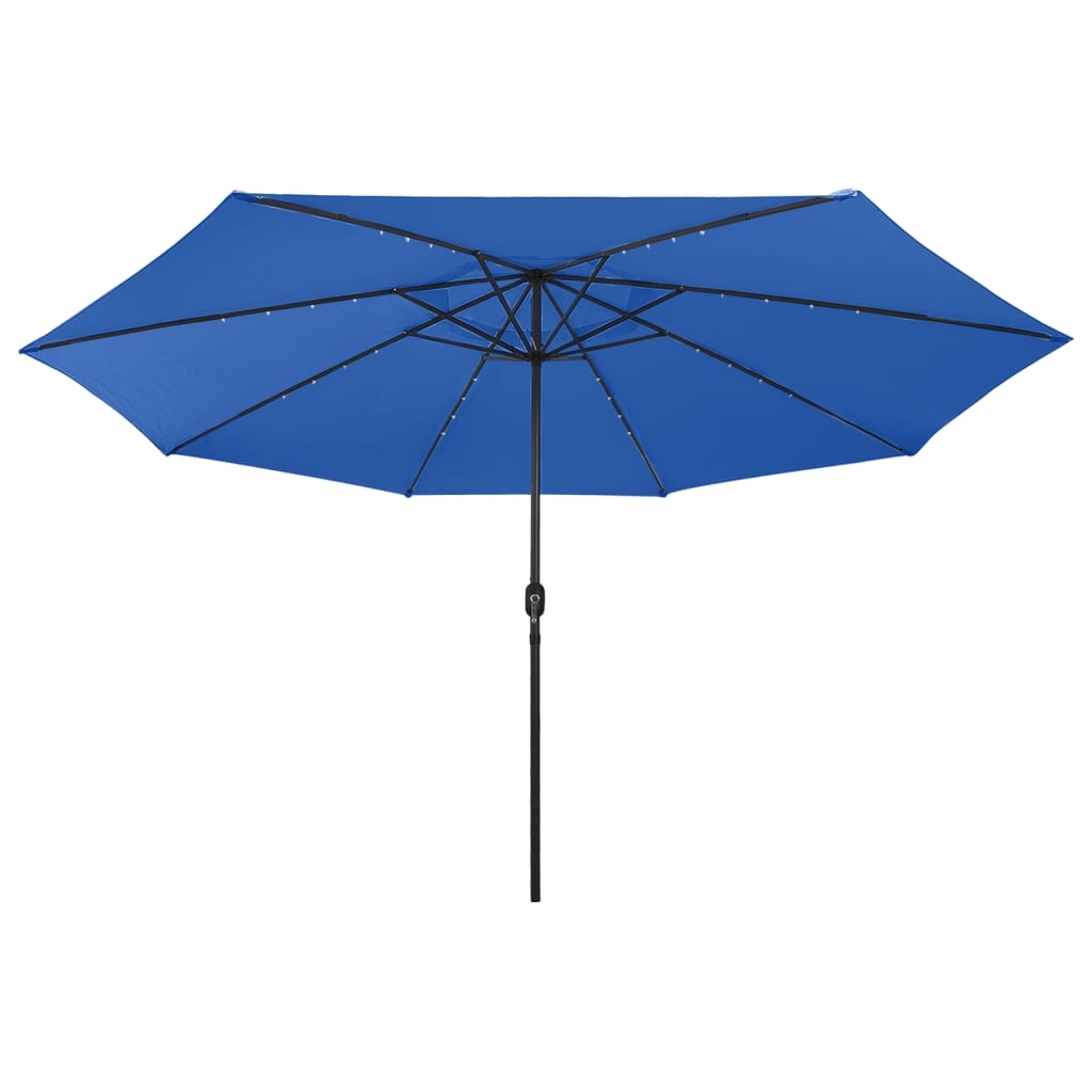 Sonnenschirm mit LED-Leuchten und Metallmast 400 cm Azurblau