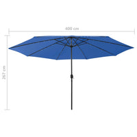 Thumbnail for Sonnenschirm mit LED-Leuchten und Metallmast 400 cm Azurblau