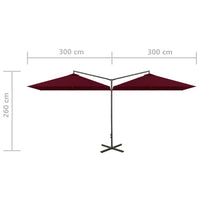 Thumbnail for Doppel-Sonnenschirm mit Stahlmast Bordeaux-Rot 600x300 cm