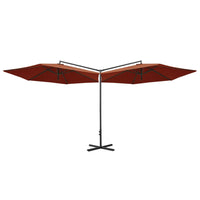 Thumbnail for Doppel-Sonnenschirm mit Stahlmast Terracotta-Rot 600 cm
