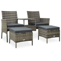 Thumbnail for 2-Sitzer-Gartensofa mit Teetisch und Hocker Poly Rattan Grau