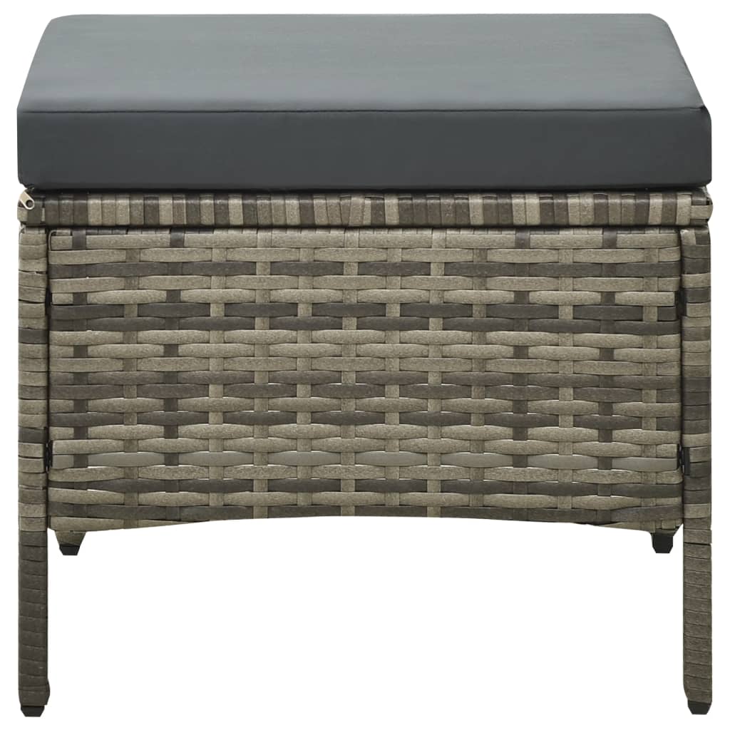 2-Sitzer-Gartensofa mit Teetisch und Hocker Poly Rattan Grau