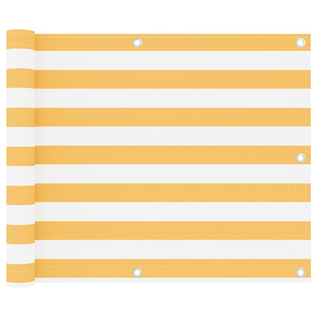 Balkon-Sichtschutz Weiß und Gelb 75x400 cm Oxford-Gewebe
