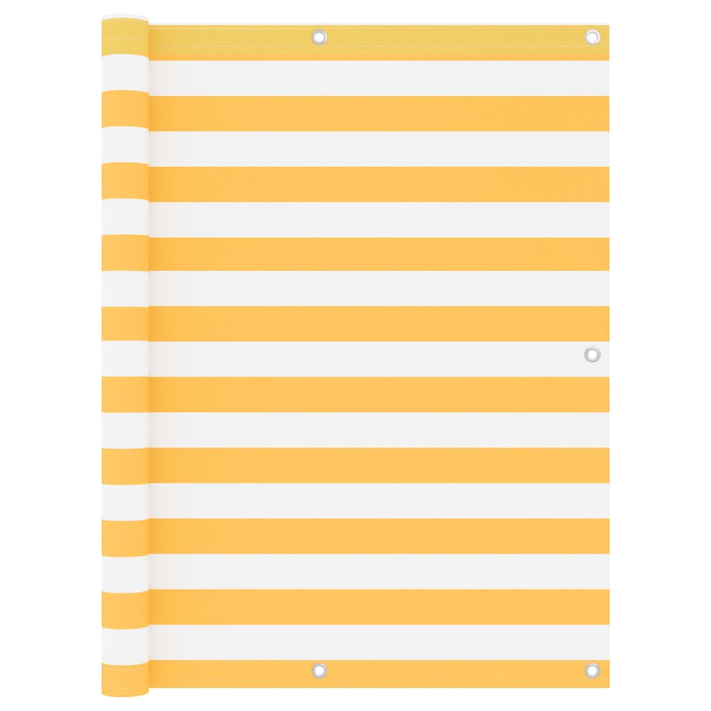 Balkon-Sichtschutz Weiß und Gelb 120x600 cm Oxford-Gewebe
