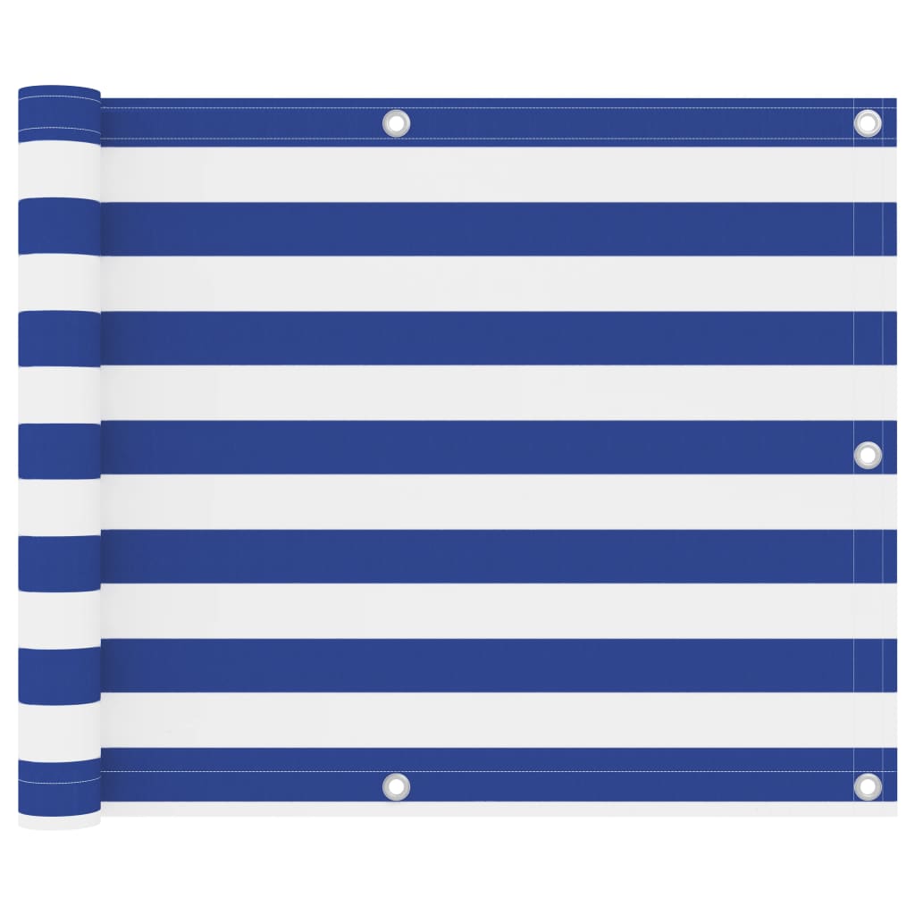 Balkon-Sichtschutz Weiß und Blau 75x300 cm Oxford-Gewebe