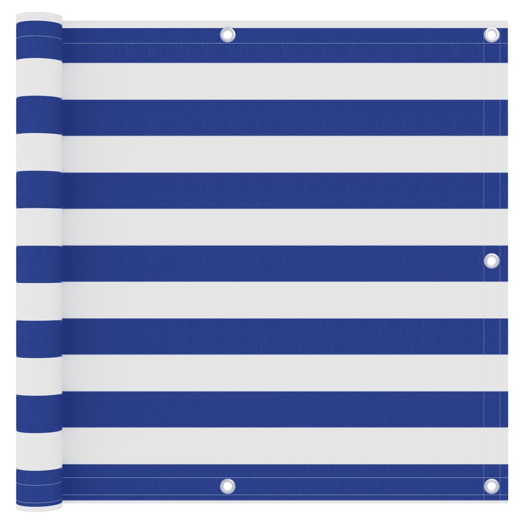 Balkon-Sichtschutz Weiß und Blau 90x300 cm Oxford-Gewebe
