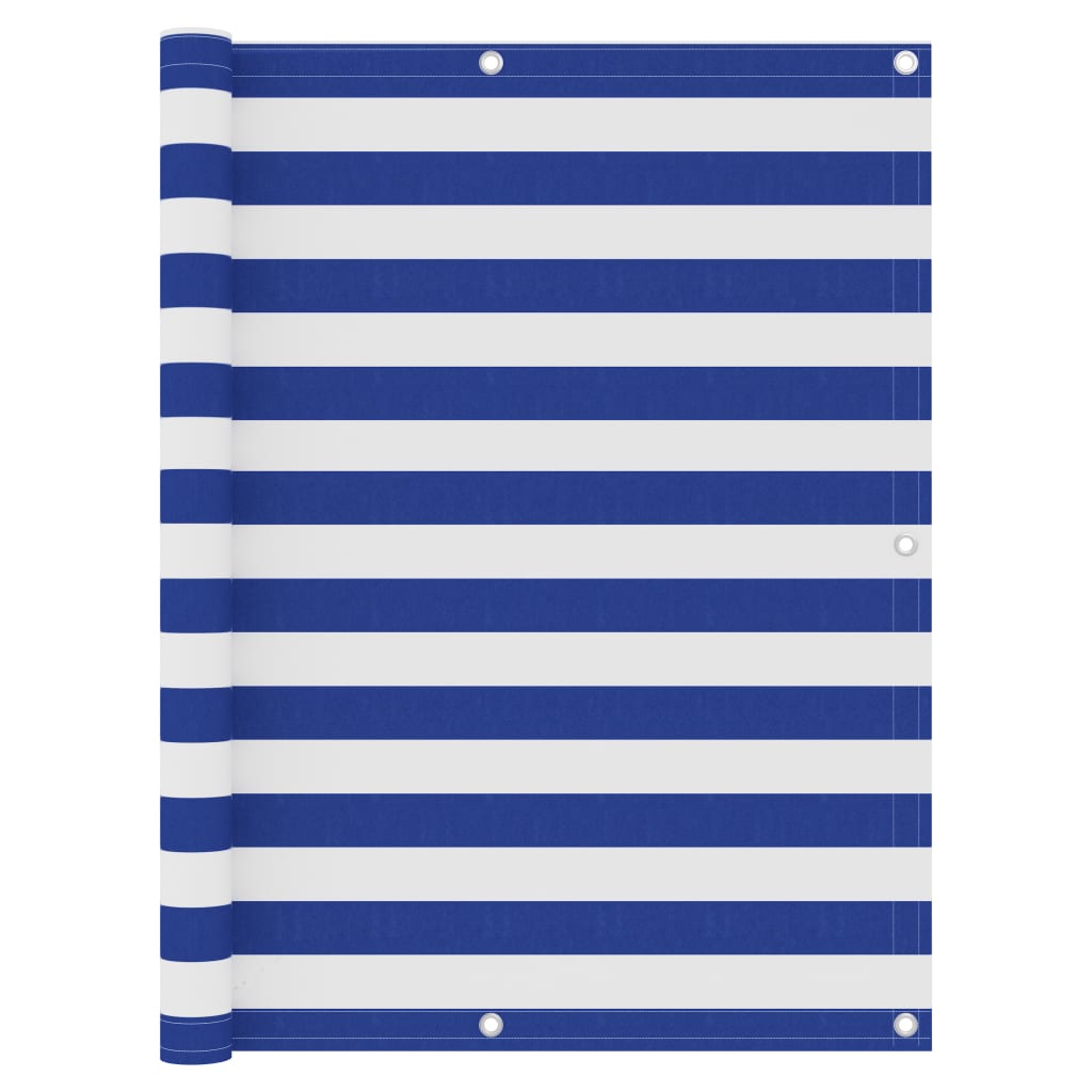 Balkon-Sichtschutz Weiß und Blau 120x300 cm Oxford-Gewebe