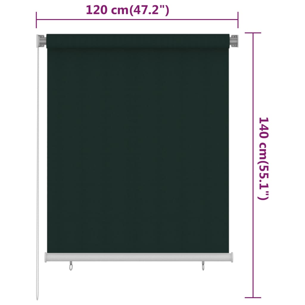 Außenrollo 120x140 cm Dunkelgrün HDPE