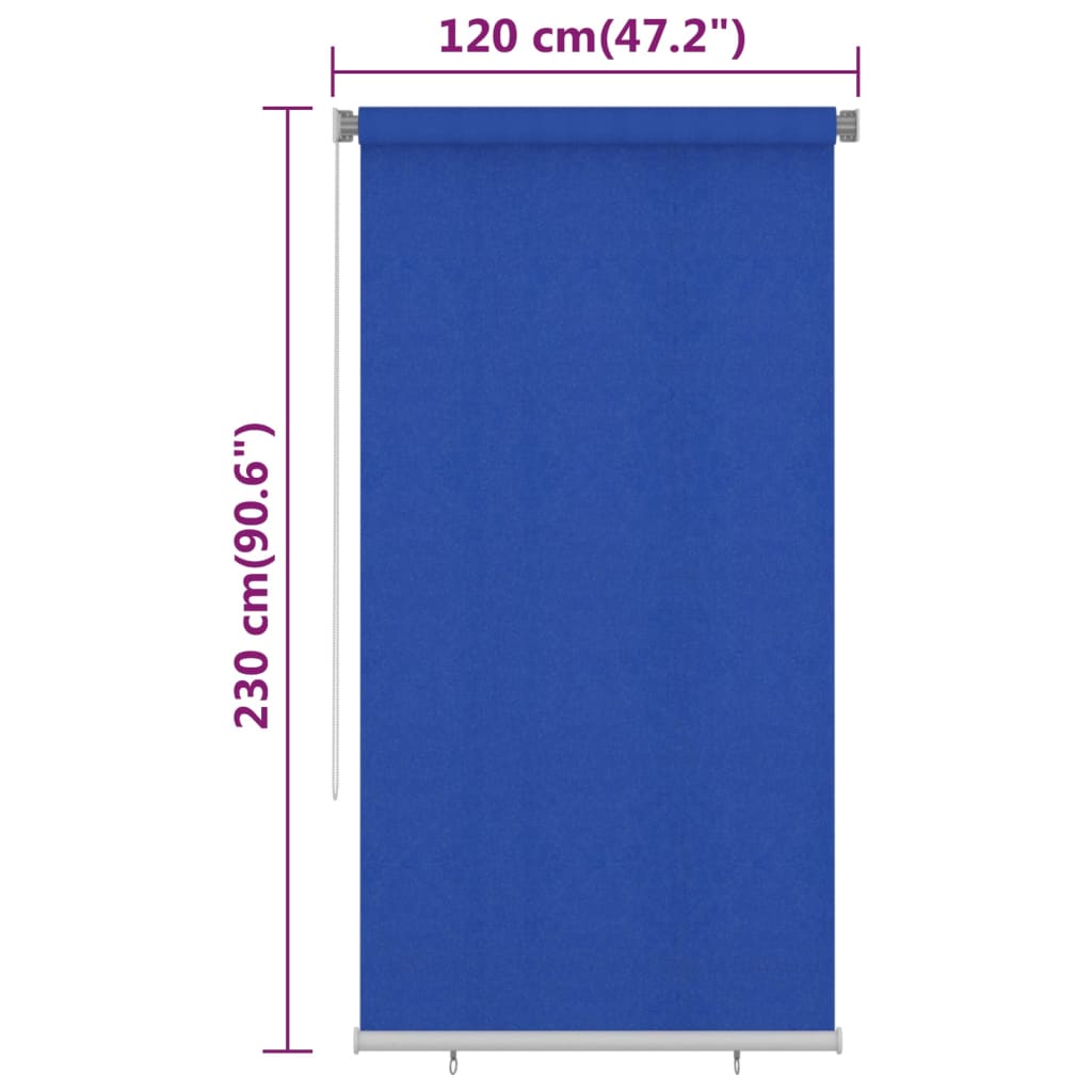 Außenrollo 120x230 cm Blau HDPE