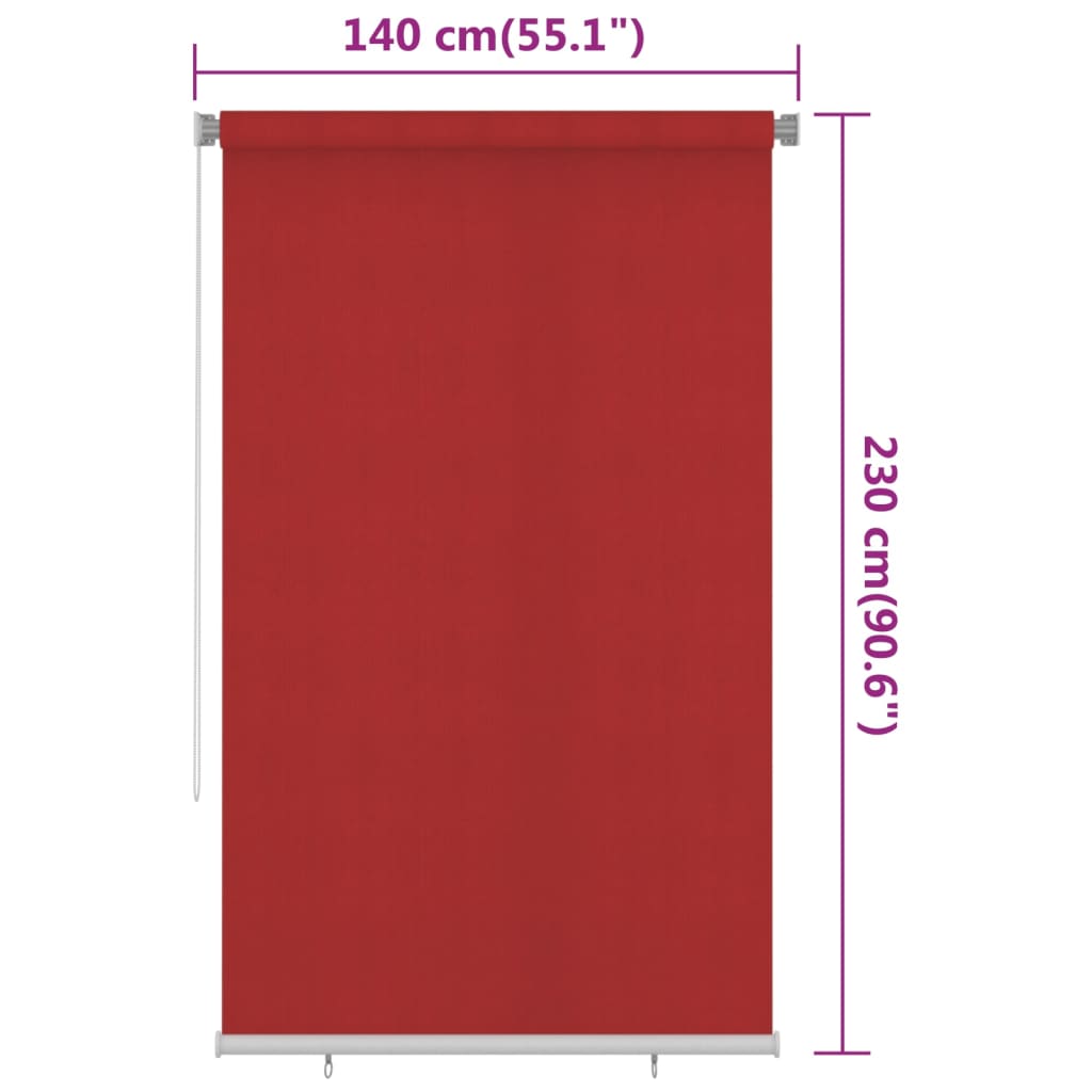 Außenrollo 140x230 cm Rot HDPE