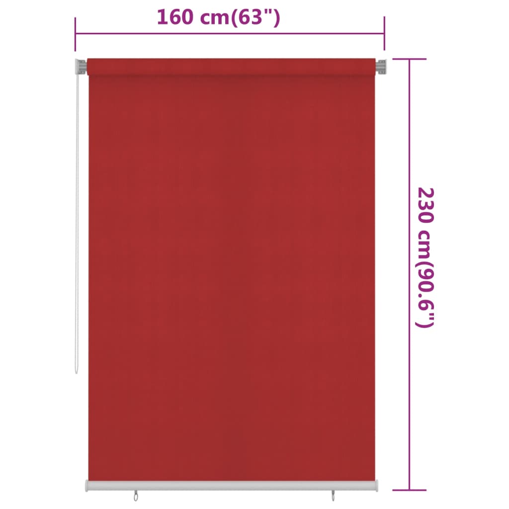 Außenrollo 160x230 cm Rot HDPE