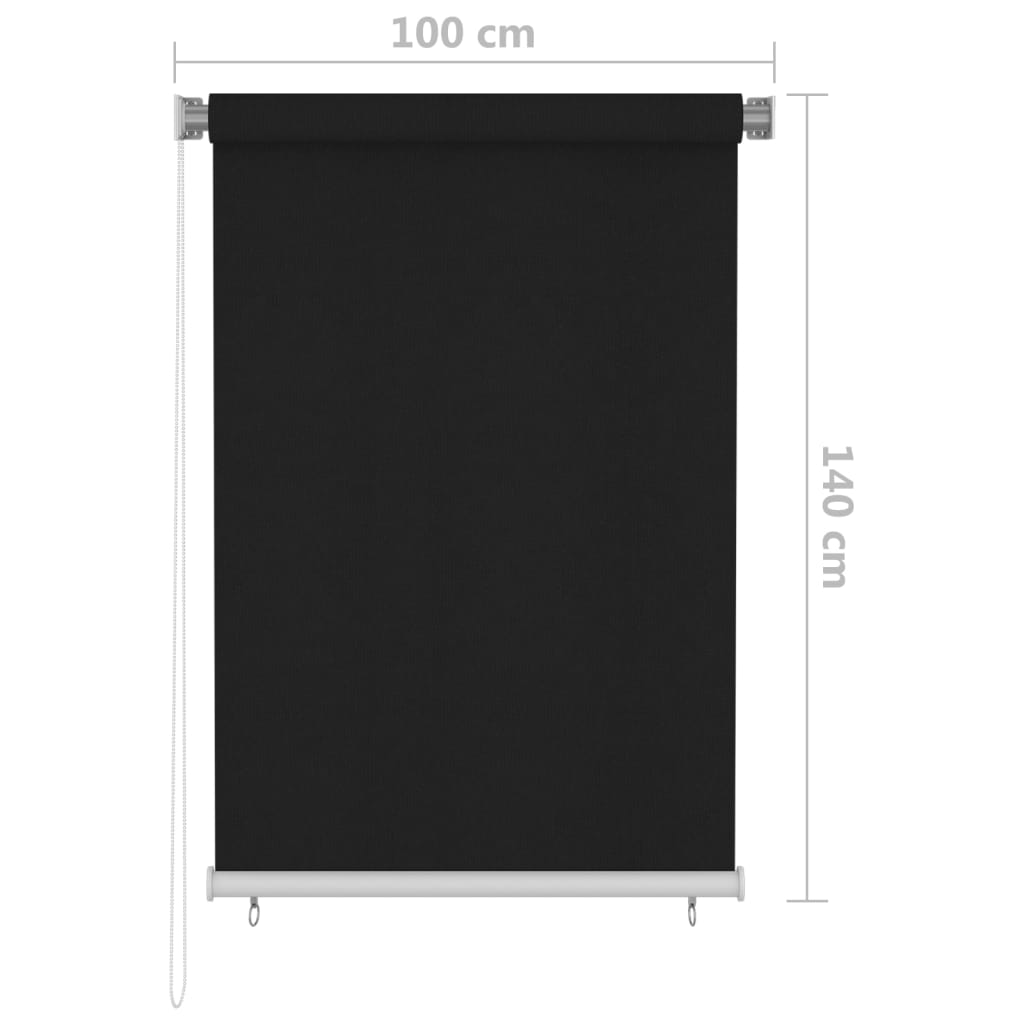 Außenrollo 100x140 cm Schwarz