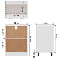 Thumbnail for Unterschrank Weiß 60x46x81,5 cm Holzwerkstoff