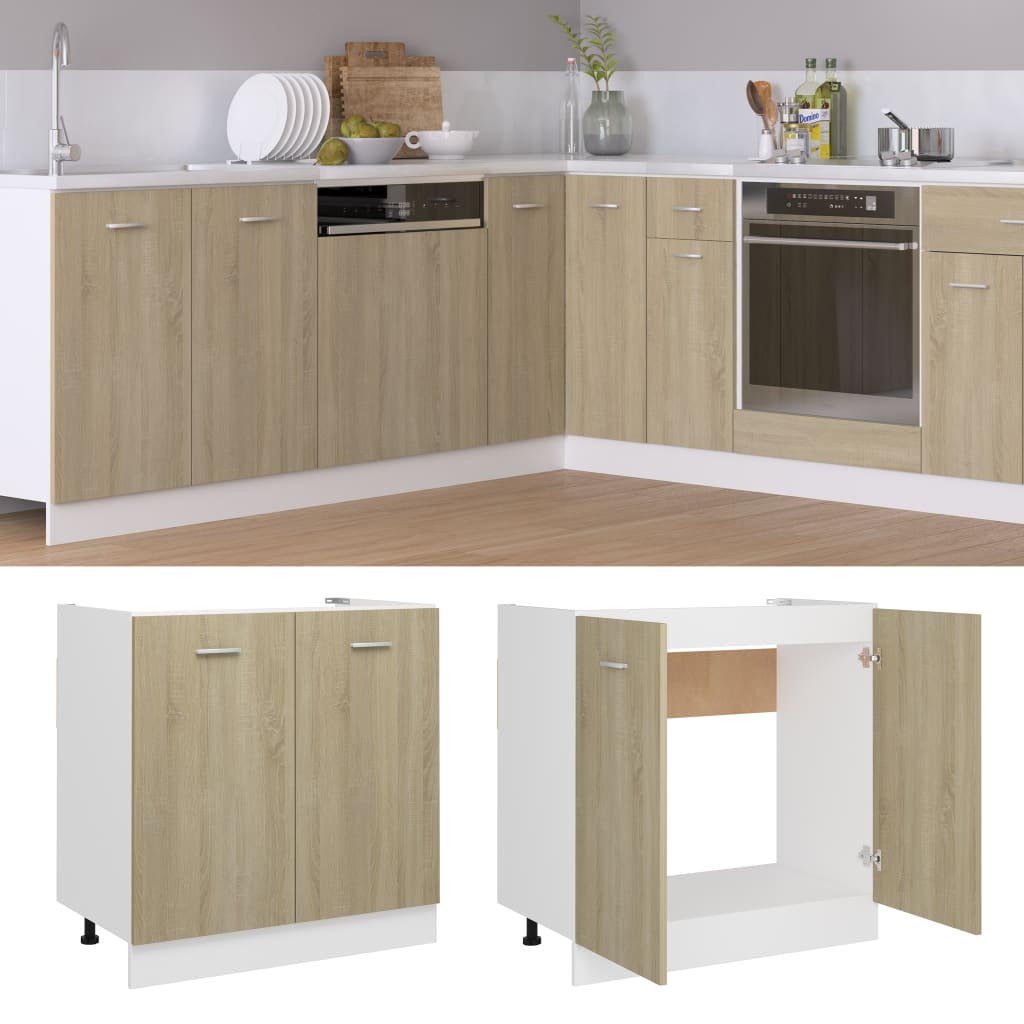 Spülenunterschrank Sonoma-Eiche 80x46x81,5 cm Holzwerkstoff
