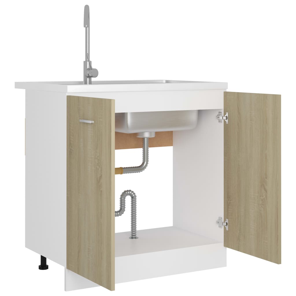 Spülenunterschrank Sonoma-Eiche 80x46x81,5 cm Holzwerkstoff