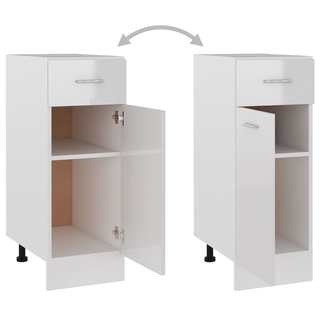 Schubunterschrank Hochglanz-Weiß 30x46x81,5 cm Holzwerkstoff