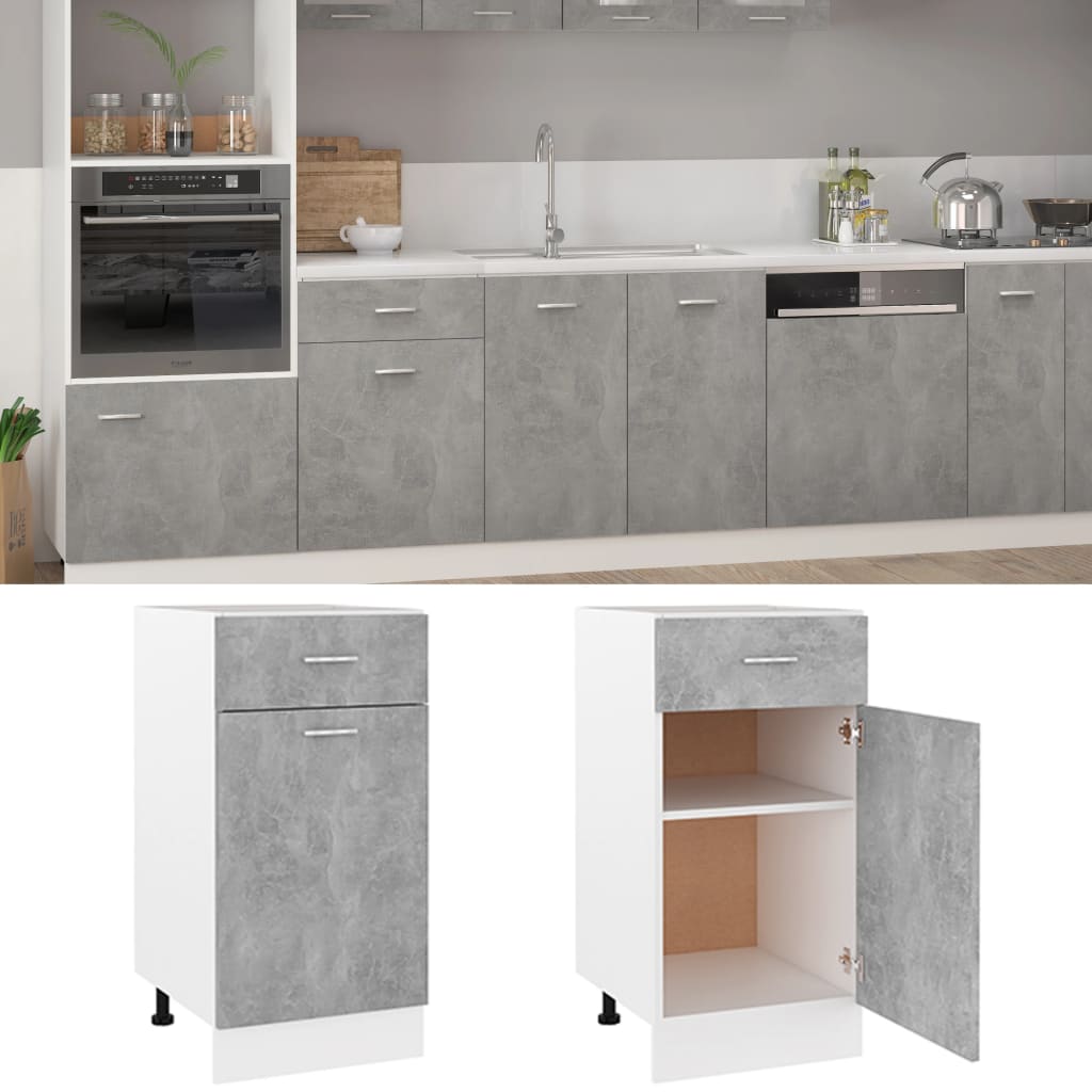 Schubunterschrank Betongrau 40x46x81,5 cm Holzwerkstoff