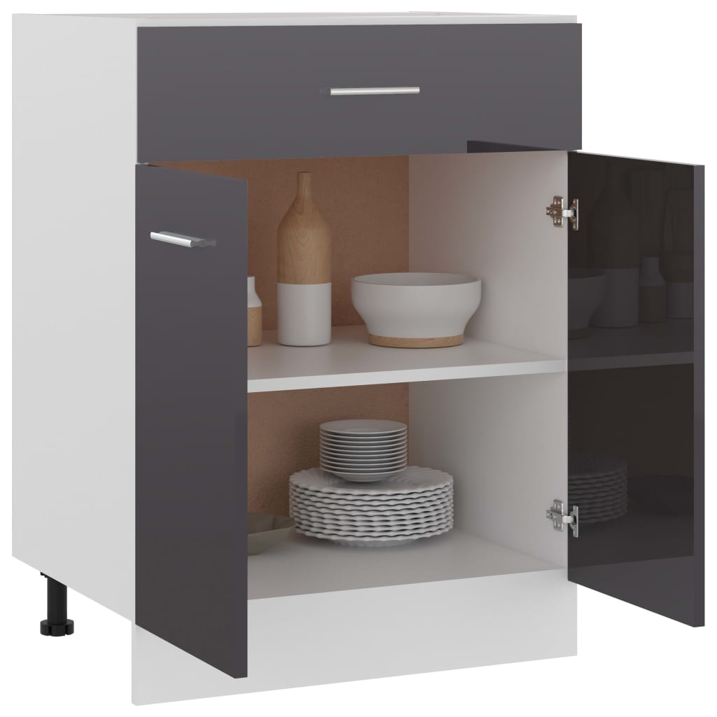 Schubunterschrank Hochglanz-Grau 60x46x81,5 cm Holzwerkstoff