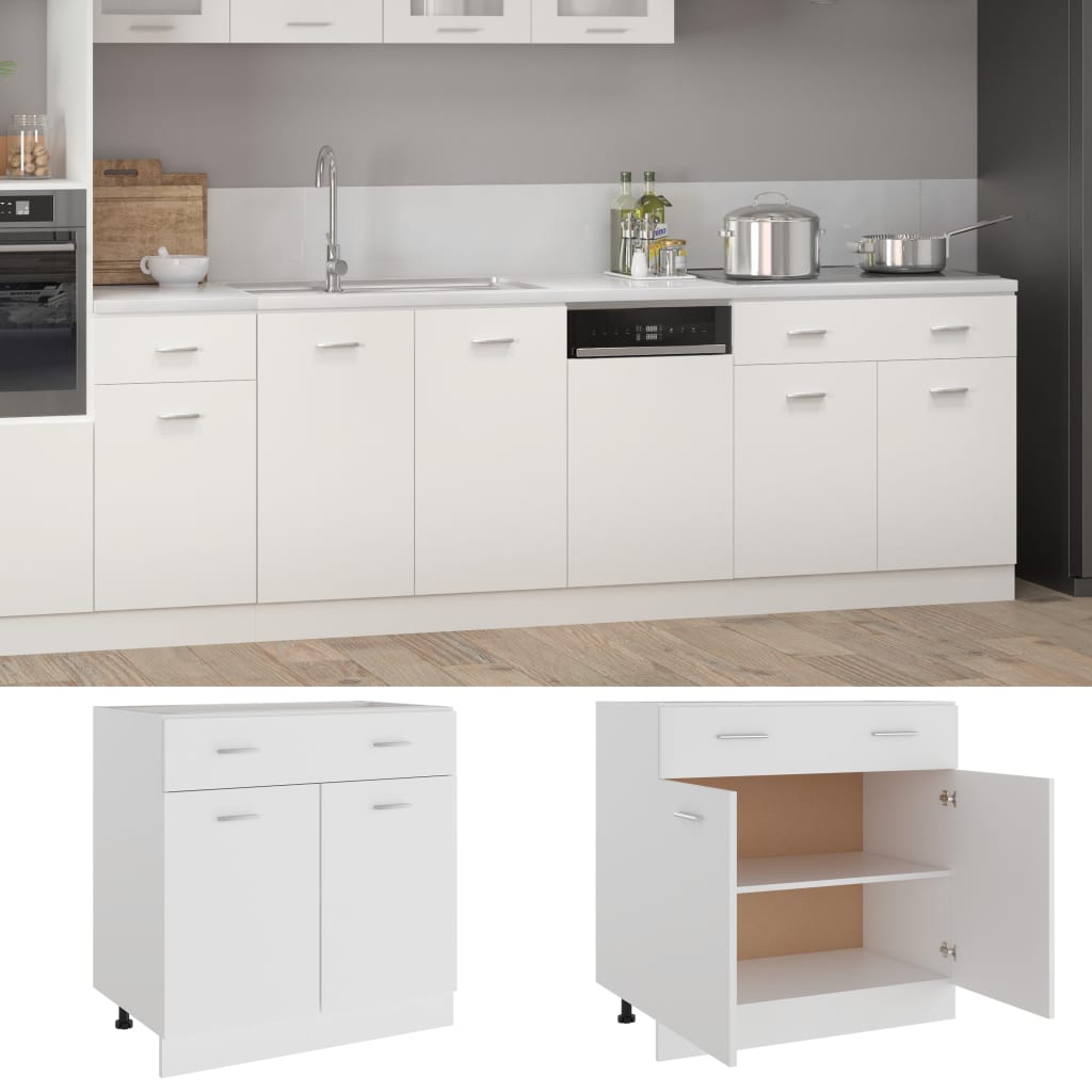 Schubunterschrank Weiß 80x46x81,5 cm Holzwerkstoff