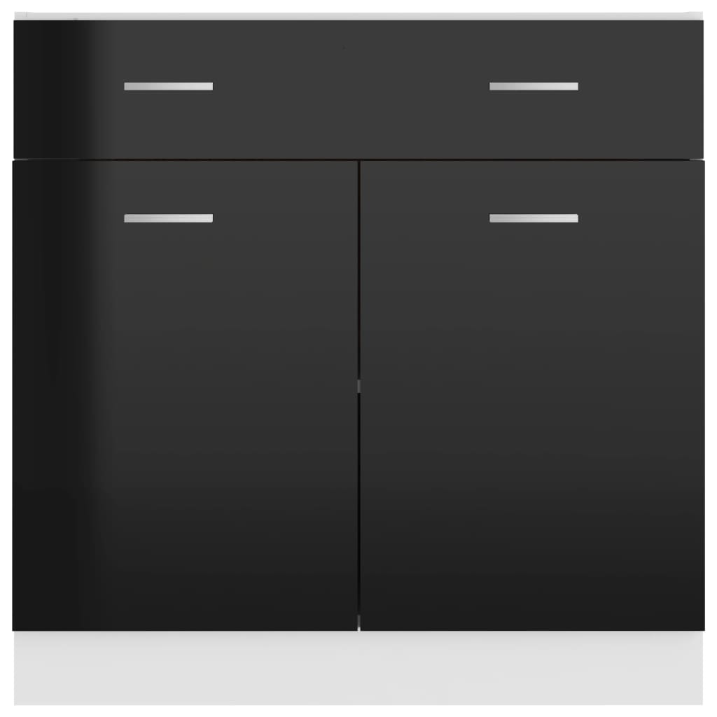 Schubunterschrank Hochglanz-Schwarz 80x46x81,5 cm Holzwerkstoff