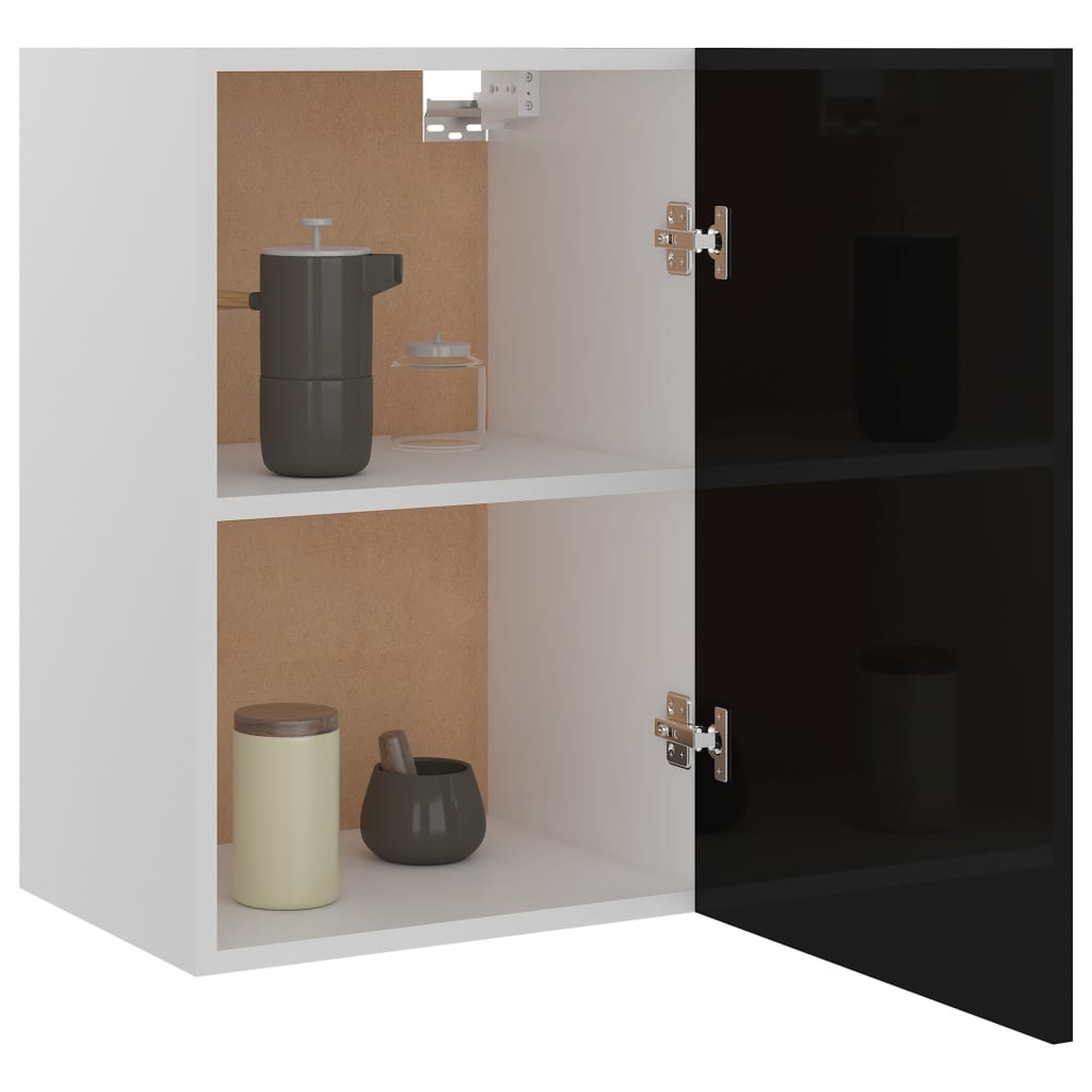 Hängeschrank Hochglanz-Schwarz 39,5x31x60 cm Holzwerkstoff