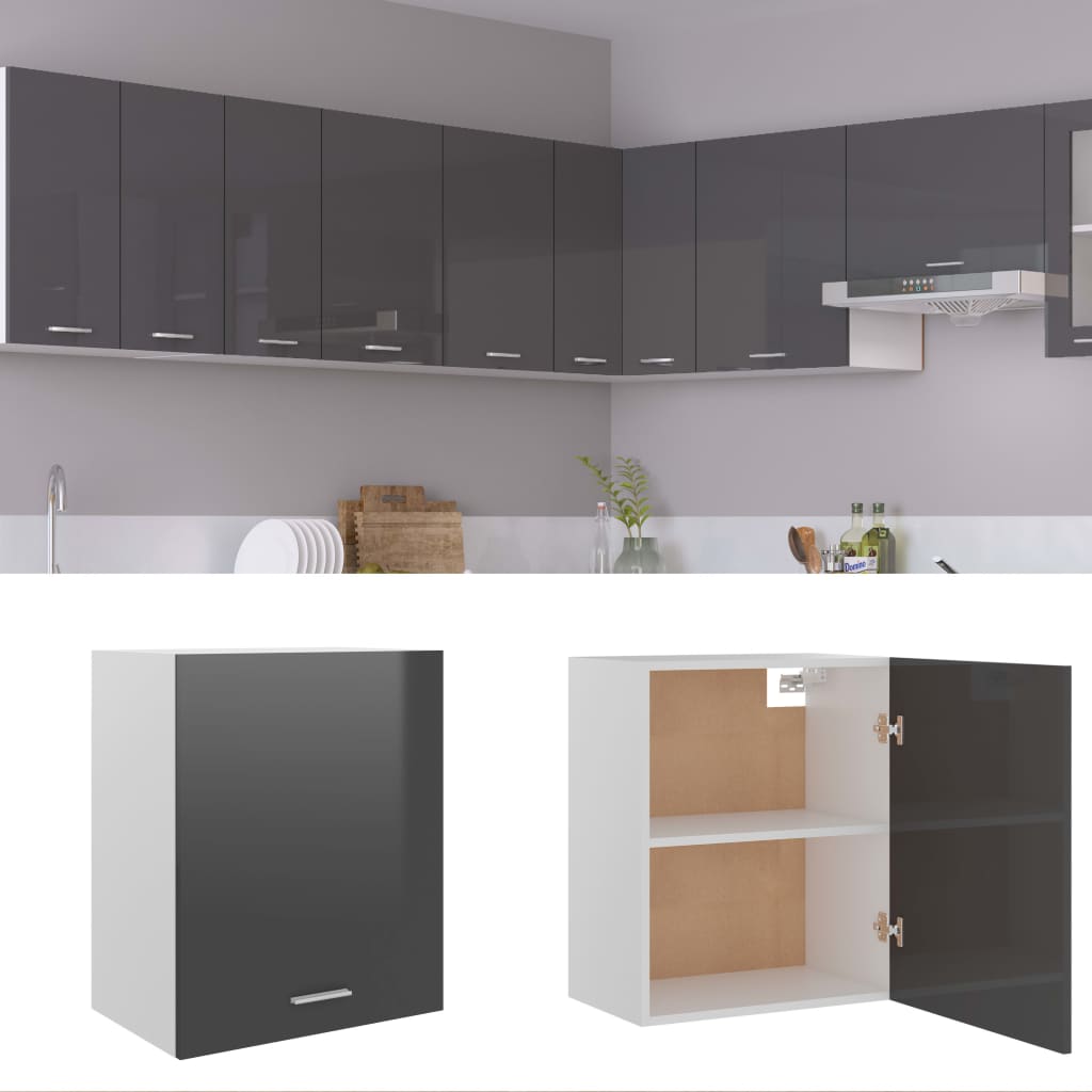 Hängeschrank Hochglanz-Grau 50x31x60 cm Holzwerkstoff