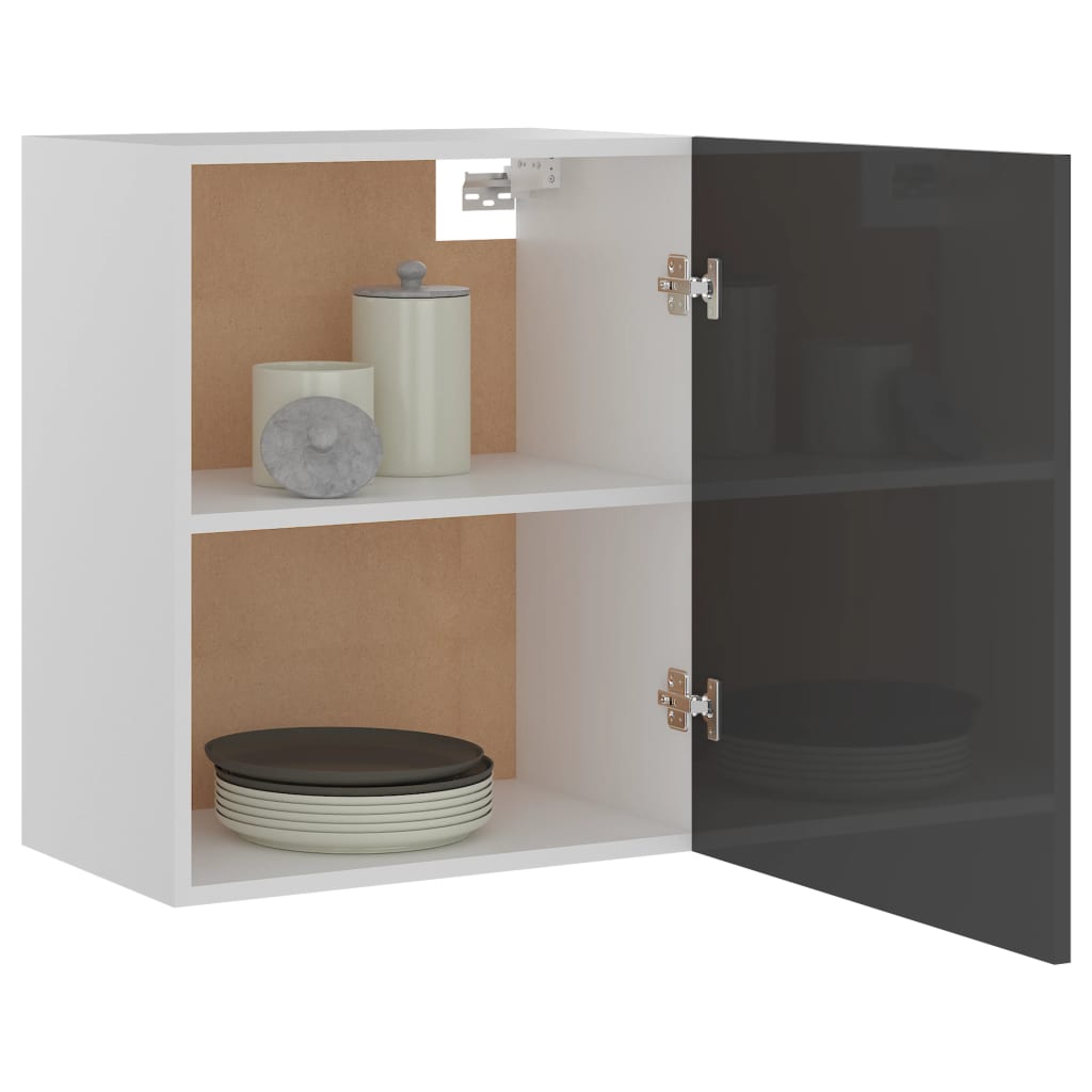Hängeschrank Hochglanz-Grau 50x31x60 cm Holzwerkstoff