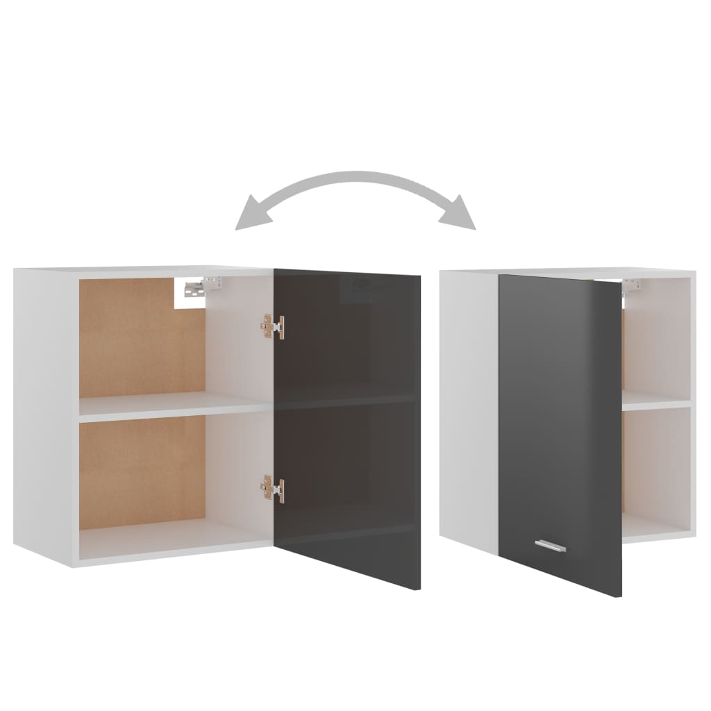 Hängeschrank Hochglanz-Grau 50x31x60 cm Holzwerkstoff