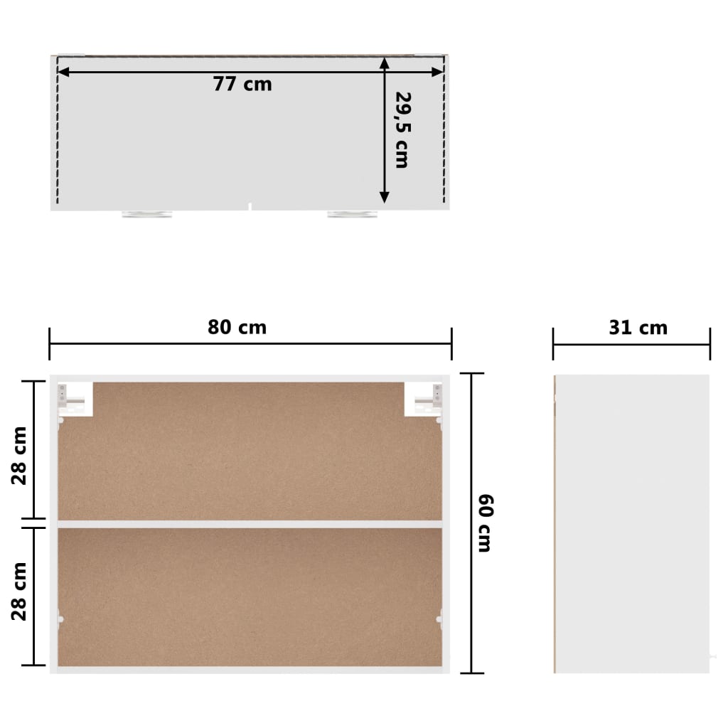 Hängeschrank Weiß 80x31x60 cm Spanplatte