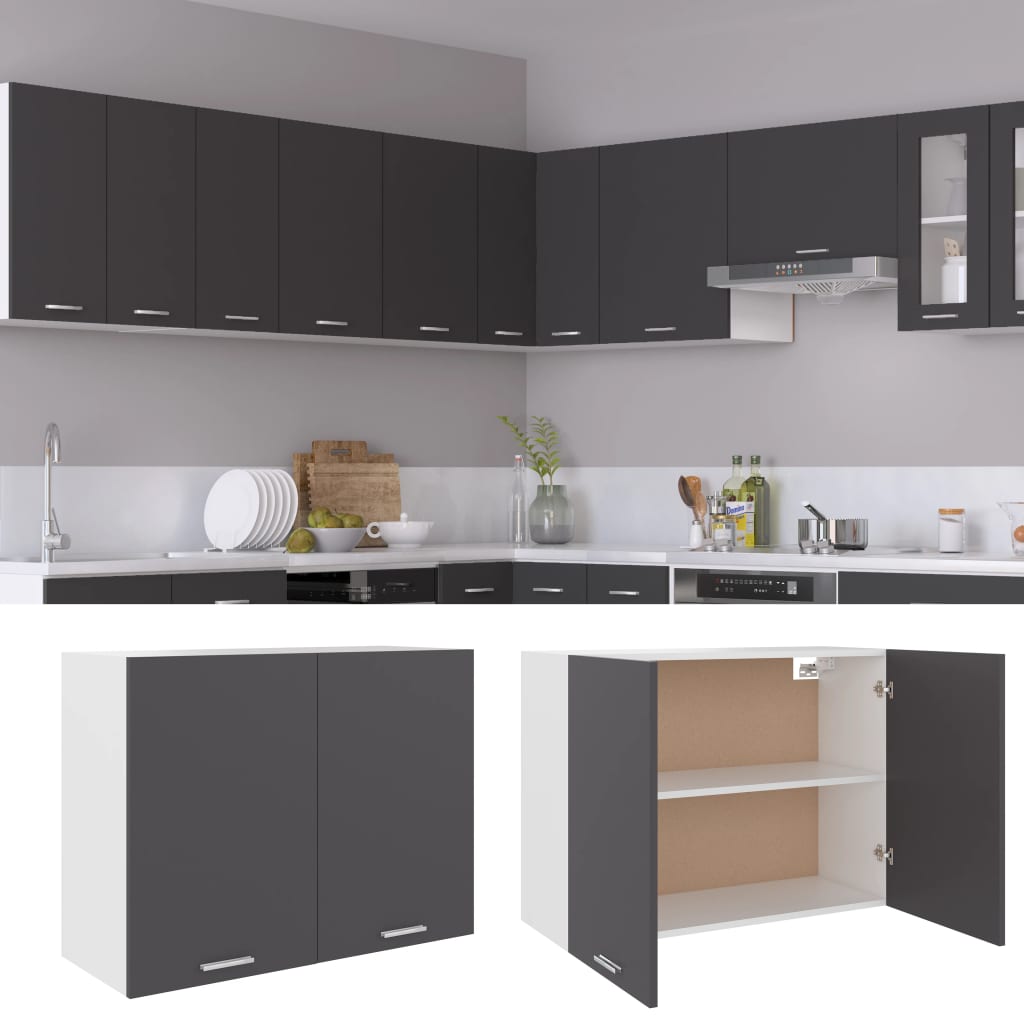 Hängeschrank Grau 80x31x60 cm Holzwerkstoff