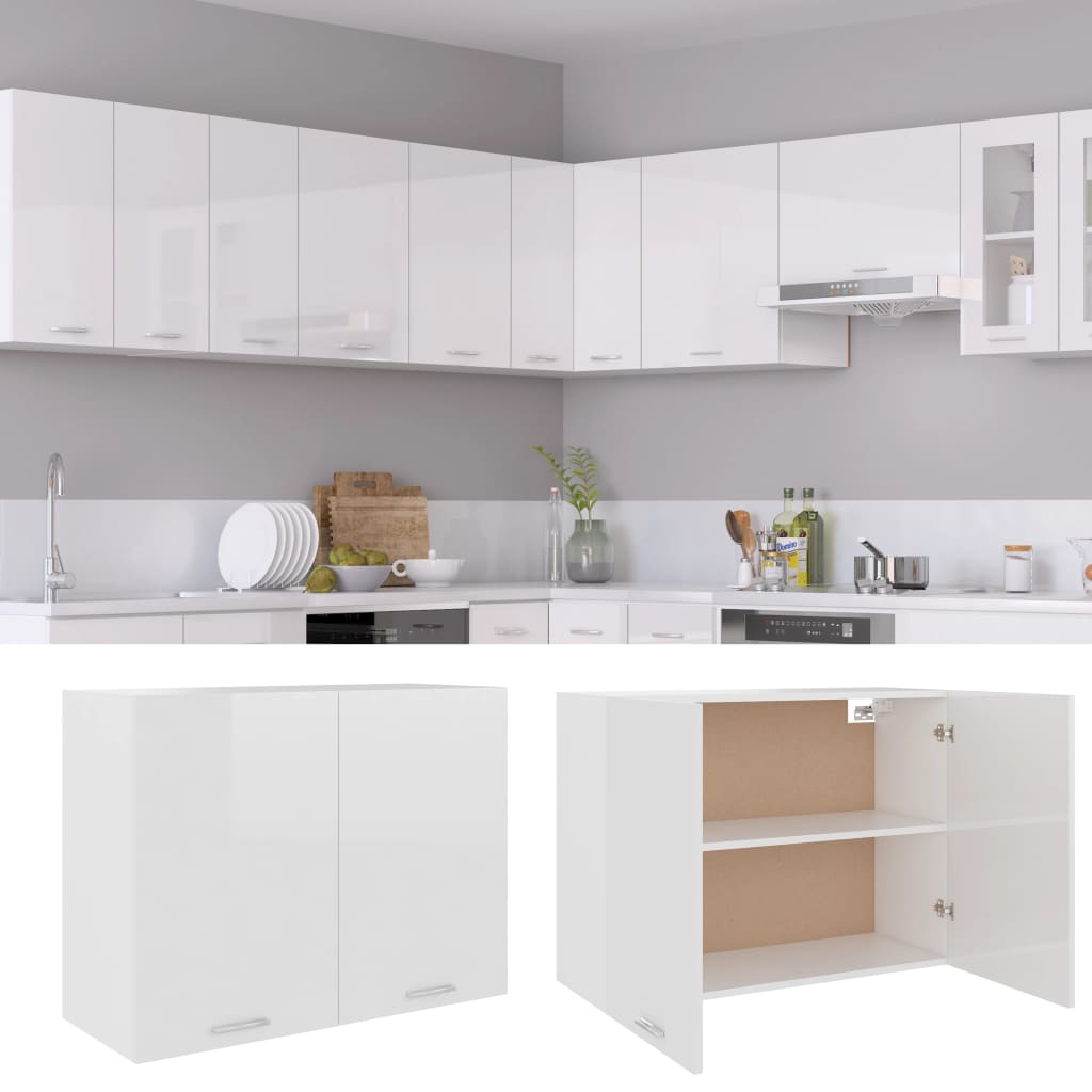 Hängeschrank Hochglanz-Weiß 80x31x60 cm Spanplatte