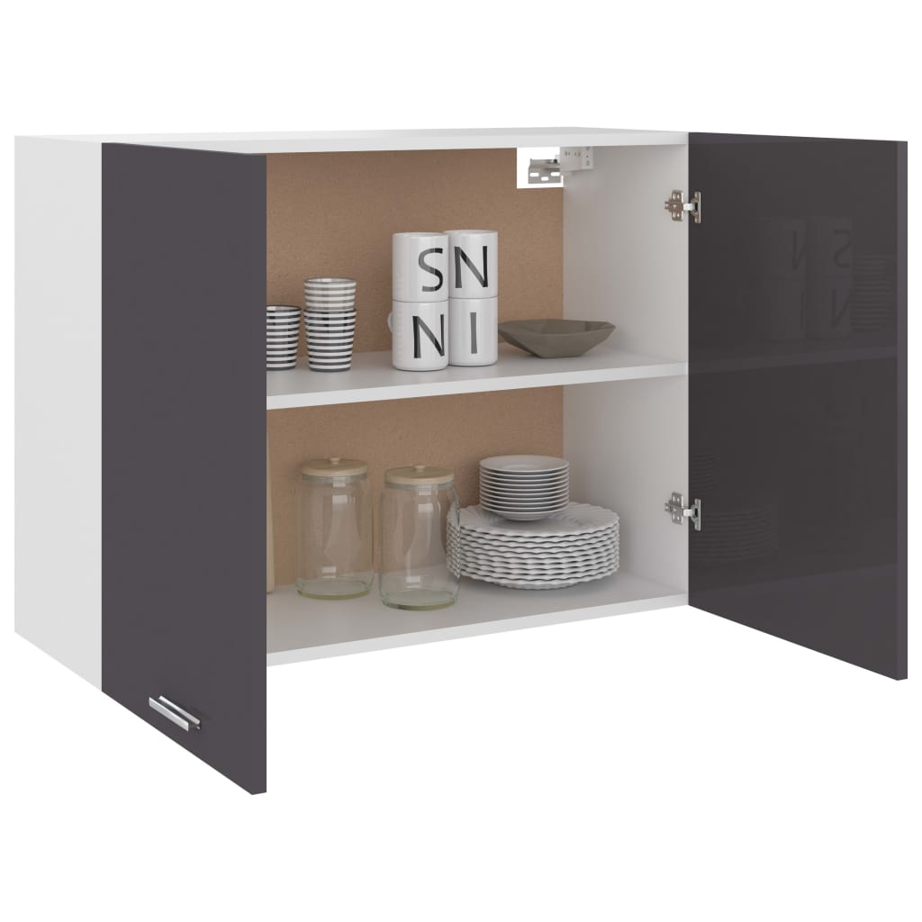 Hängeschrank Hochglanz-Grau 80x31x60 cm Holzwerkstoff