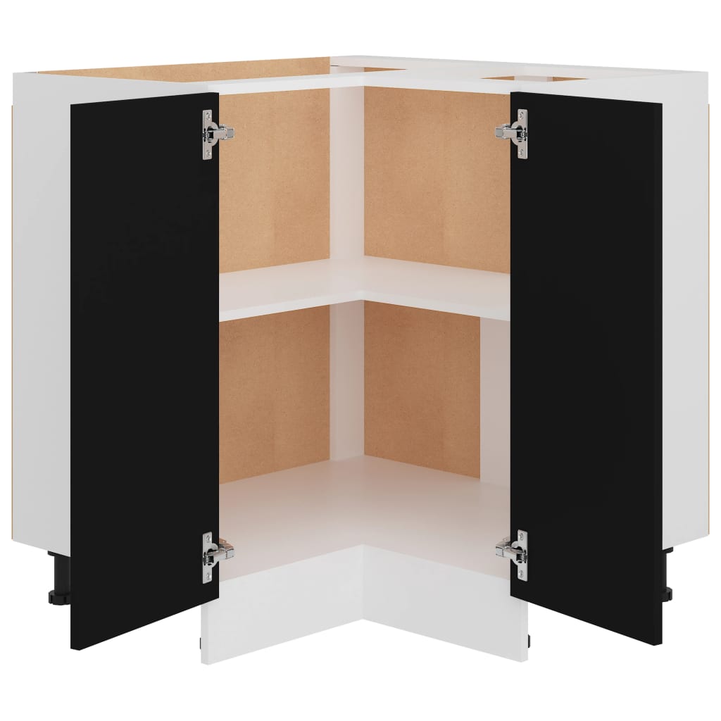 Eckunterschrank Schwarz 75,5x75,5x80,5 cm Holzwerkstoff