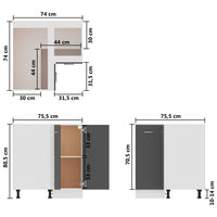 Thumbnail for Eckunterschrank Hochglanz-Grau 75,5x75,5x80,5 cm Holzwerkstoff