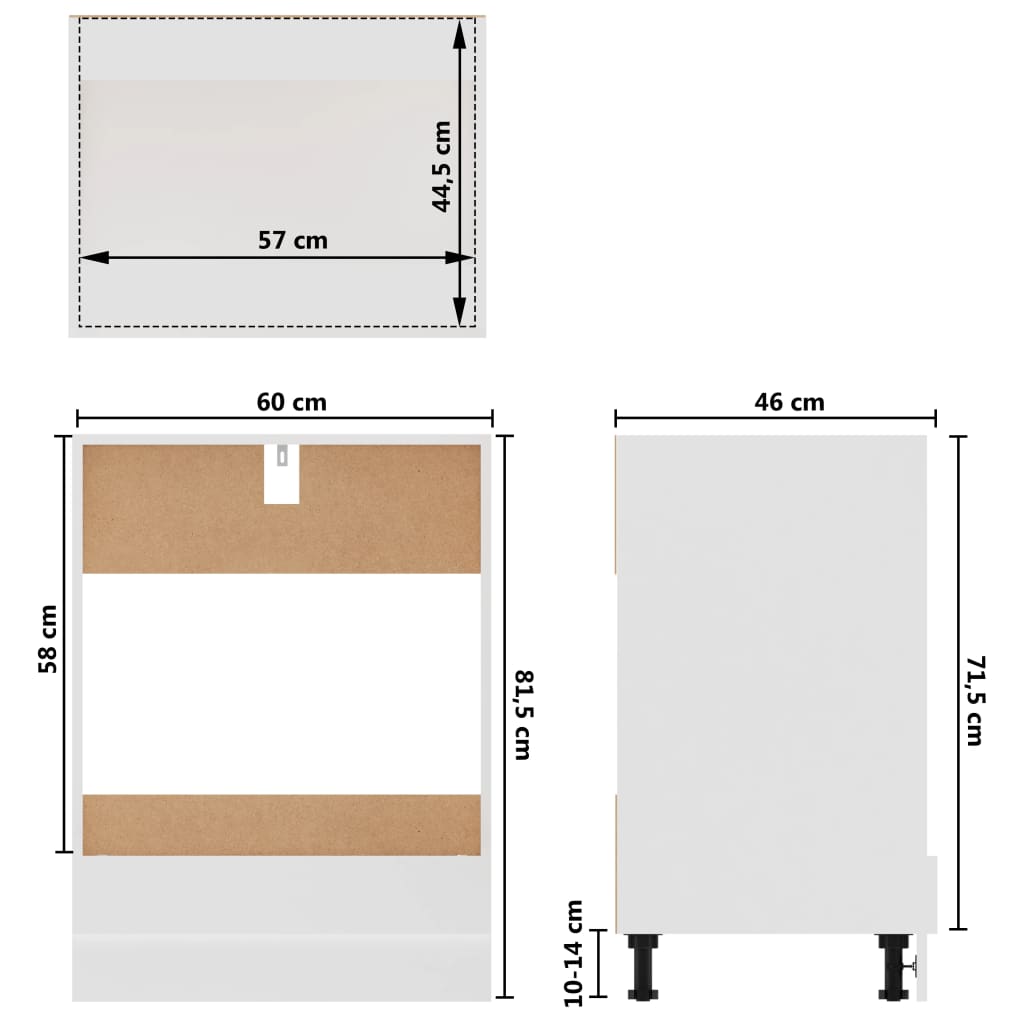 Herdumbauschrank Weiß 60x46x81,5 cm Holzwerkstoff