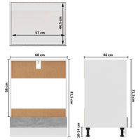 Thumbnail for Herdumbauschrank Betongrau 60x46x81,5 cm Holzwerkstoff