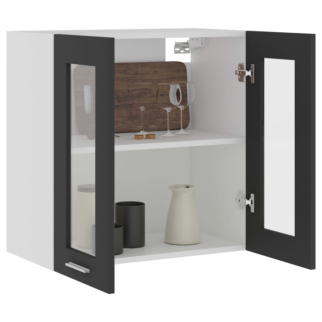 Hängeglasschrank Grau 60x31x60 cm Holzwerkstoff