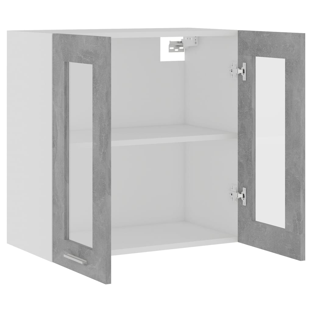 Hängeglasschrank Betongrau 60x31x60 cm Spanplatte