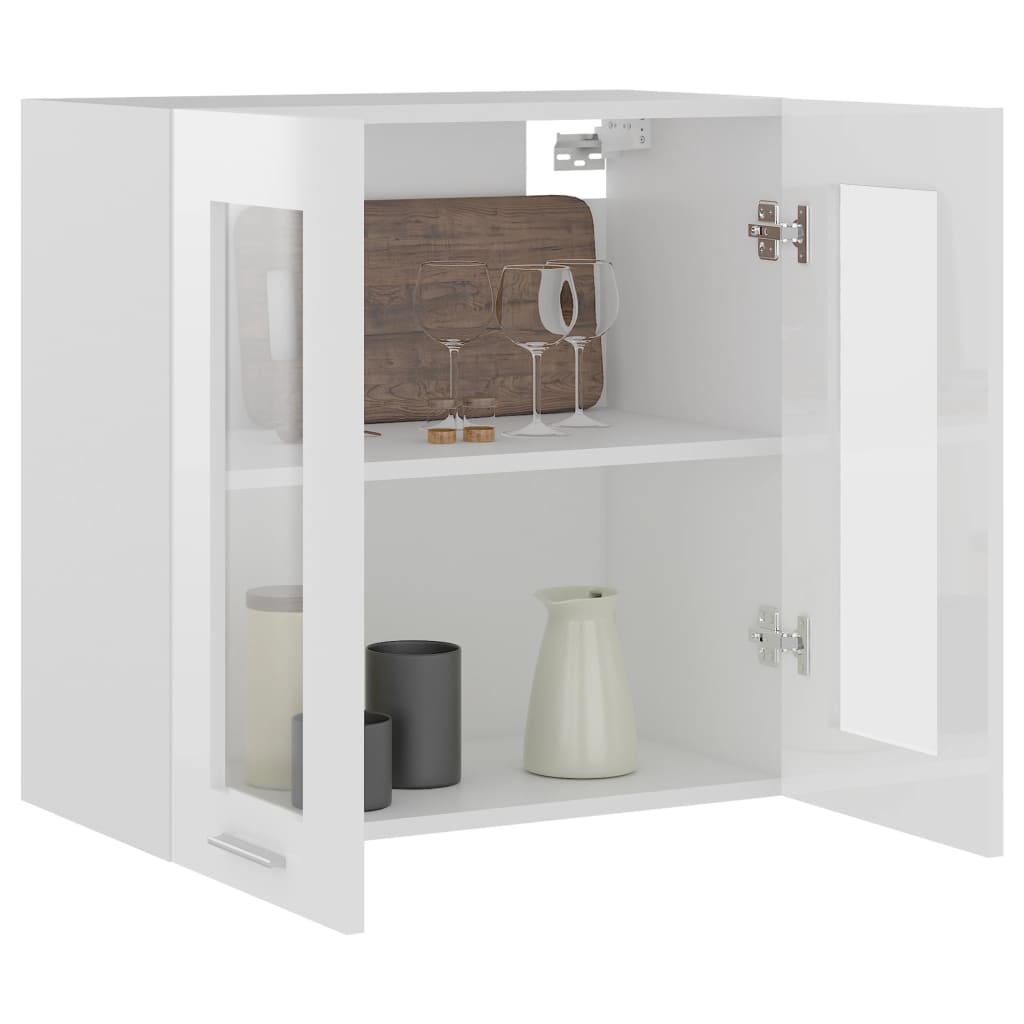 Hängeglasschrank Hochglanz-Weiß 60x31x60 cm Spanplatte