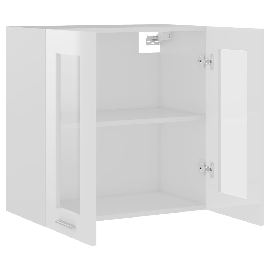 Hängeglasschrank Hochglanz-Weiß 60x31x60 cm Spanplatte
